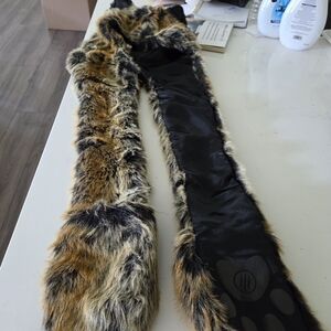 Faux Fur Animal Print Scarf Hat